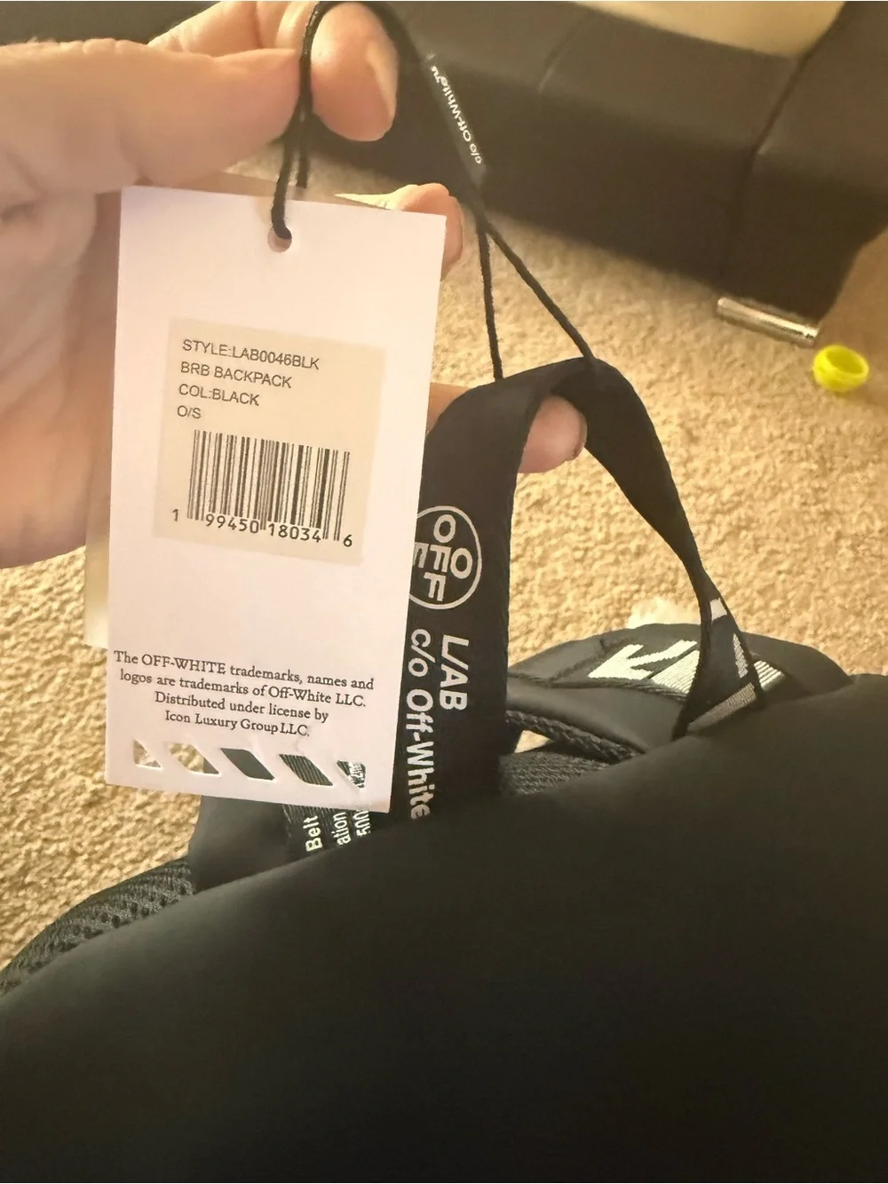 Off-White Black Backpack with White OFF Circle Logo